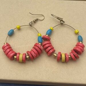 Colorful Beaded Hoop Earrings